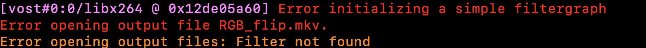 filtergraph error message